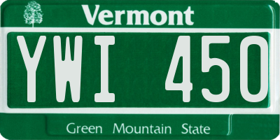 VT license plate YWI450