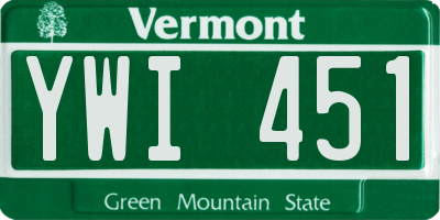 VT license plate YWI451