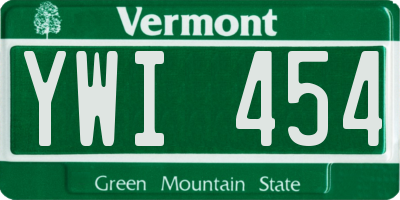 VT license plate YWI454