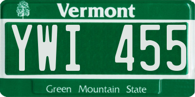 VT license plate YWI455