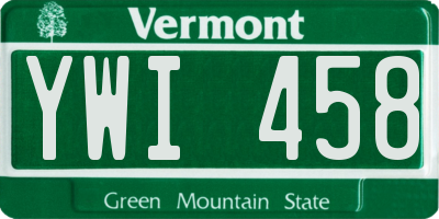 VT license plate YWI458