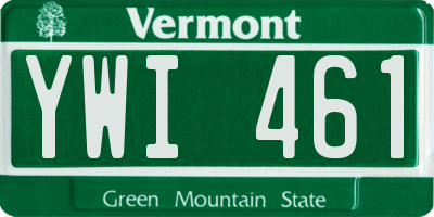 VT license plate YWI461