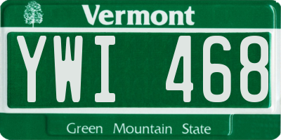 VT license plate YWI468