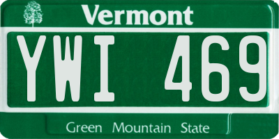 VT license plate YWI469