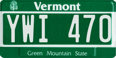 VT license plate YWI470