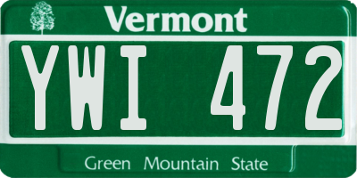 VT license plate YWI472
