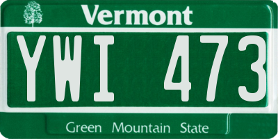 VT license plate YWI473
