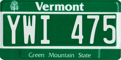 VT license plate YWI475