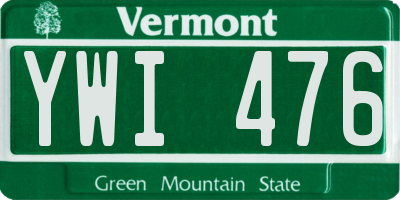VT license plate YWI476