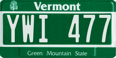 VT license plate YWI477
