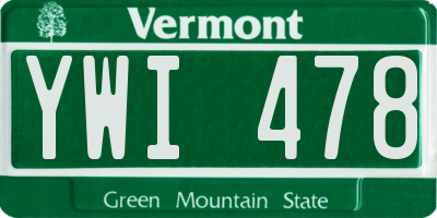 VT license plate YWI478