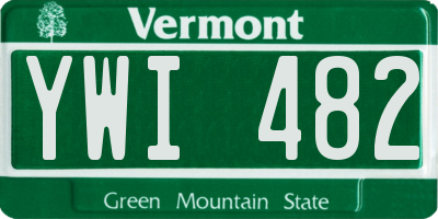 VT license plate YWI482