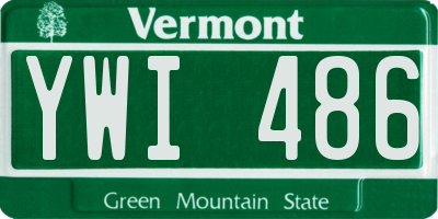VT license plate YWI486