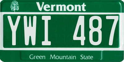 VT license plate YWI487