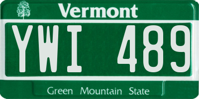 VT license plate YWI489