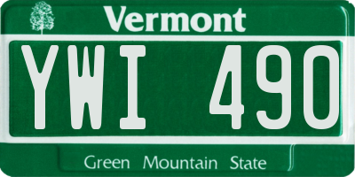 VT license plate YWI490