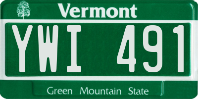 VT license plate YWI491