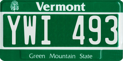 VT license plate YWI493