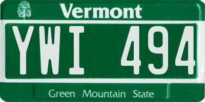 VT license plate YWI494