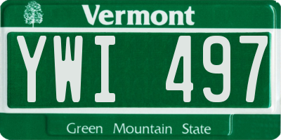 VT license plate YWI497