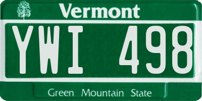VT license plate YWI498