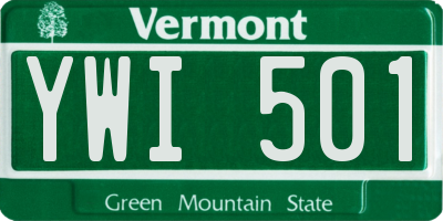 VT license plate YWI501