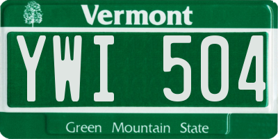 VT license plate YWI504