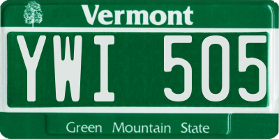 VT license plate YWI505