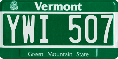 VT license plate YWI507