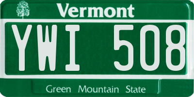 VT license plate YWI508
