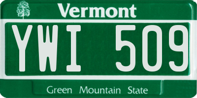 VT license plate YWI509