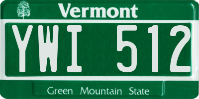 VT license plate YWI512