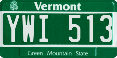 VT license plate YWI513