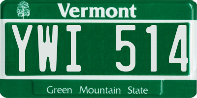 VT license plate YWI514