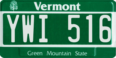 VT license plate YWI516