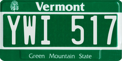 VT license plate YWI517