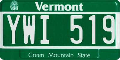 VT license plate YWI519