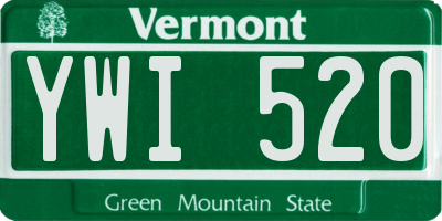 VT license plate YWI520