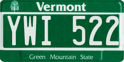 VT license plate YWI522
