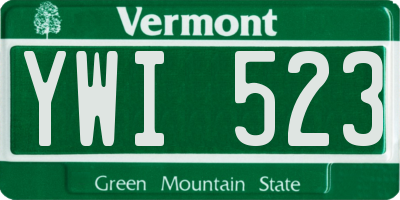 VT license plate YWI523