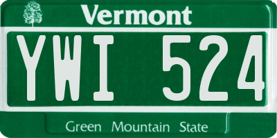 VT license plate YWI524