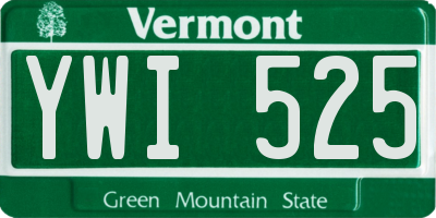 VT license plate YWI525