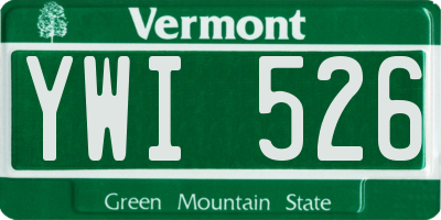 VT license plate YWI526