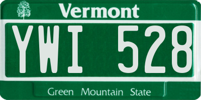 VT license plate YWI528