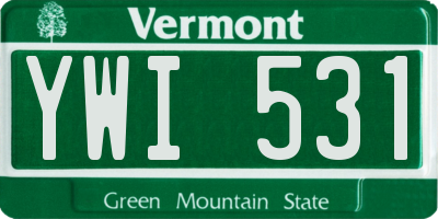 VT license plate YWI531