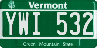 VT license plate YWI532