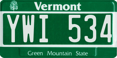 VT license plate YWI534
