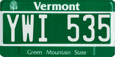 VT license plate YWI535