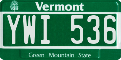 VT license plate YWI536