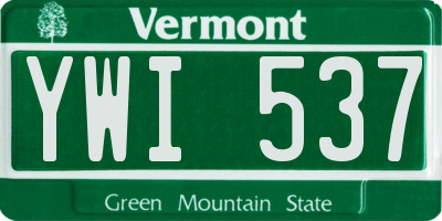 VT license plate YWI537